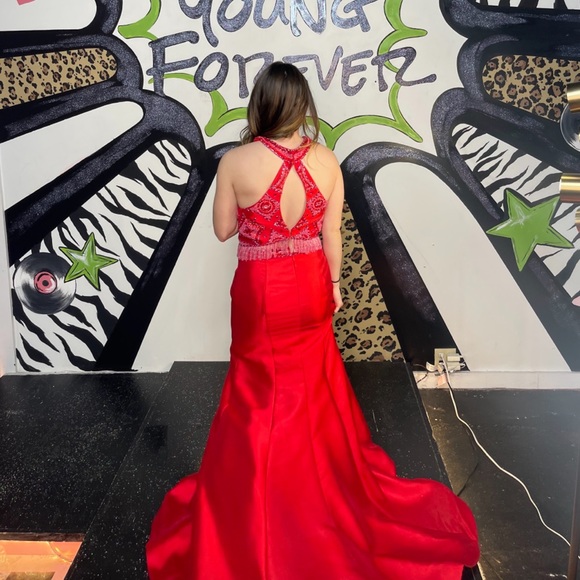 Rachel Allan Size 2 Red Two Piece Prom Dress - Picture 2 of 5